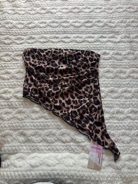 Wdirara Leopard Print Asymmetric Top - Brown & Black